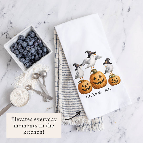 Witch Seagulls Personalized Tea Towel
