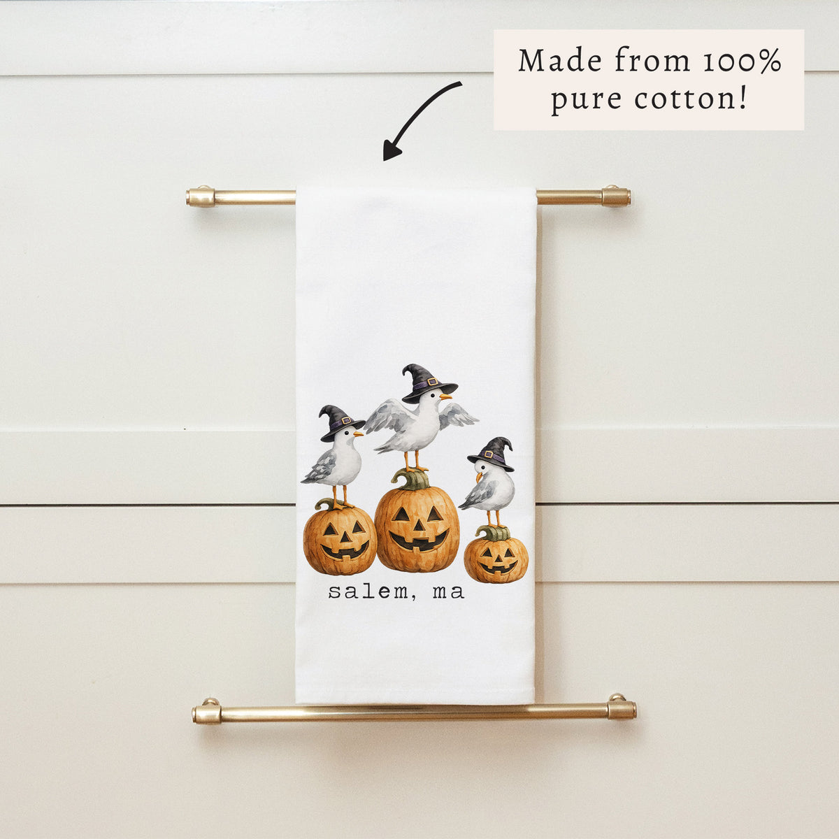 Witch Seagulls Personalized Tea Towel