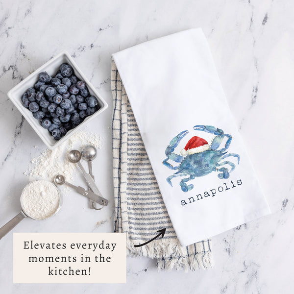 Santa Crab Personalized Tea Towel