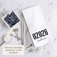 Zip Code & City Personalized Tea Towel