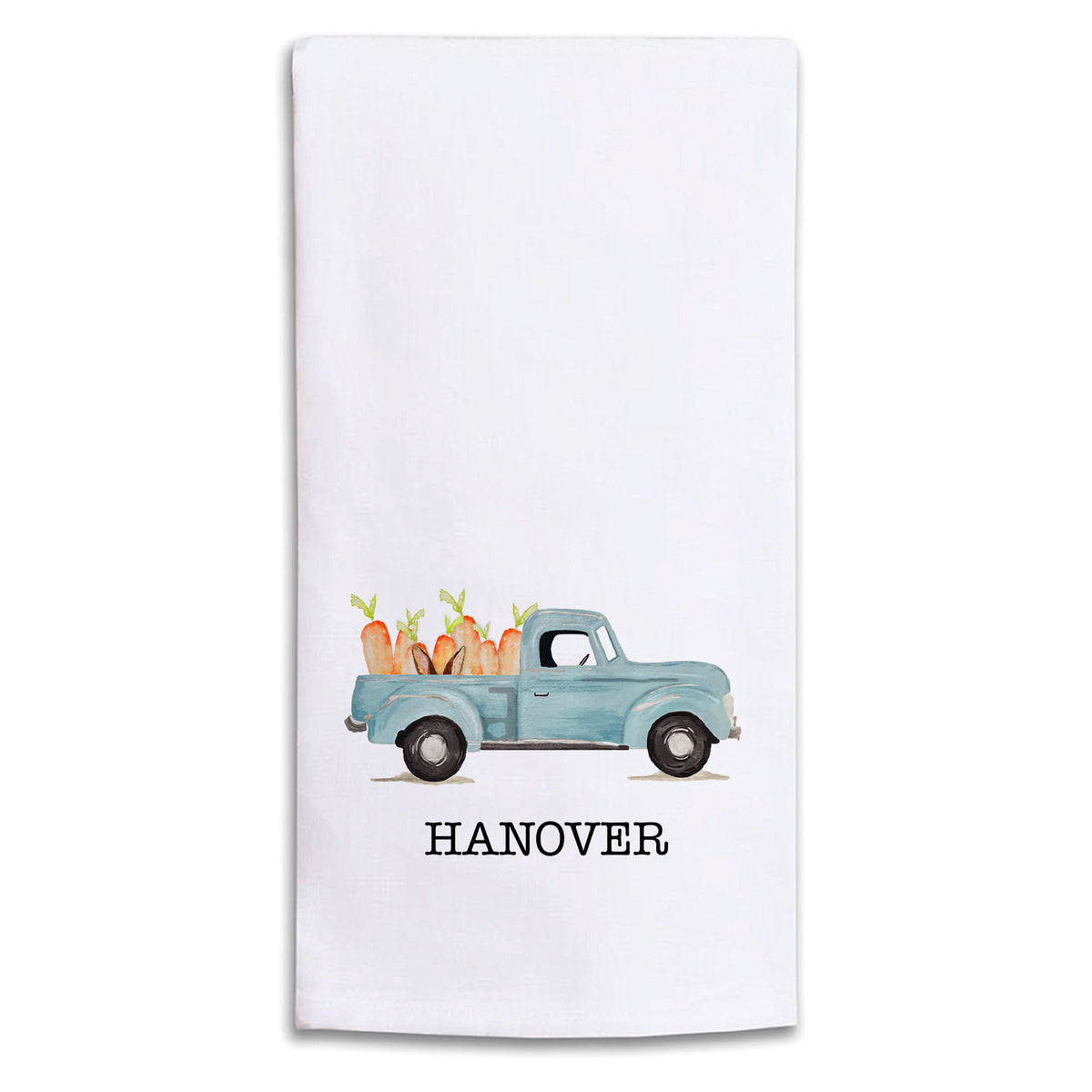 Easter Bunny Truck Personalized Tea Towel