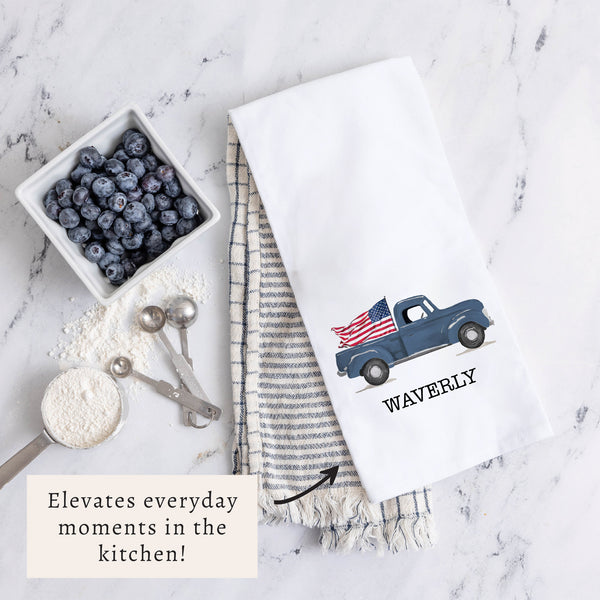 Flag Truck Personalized Tea Towel