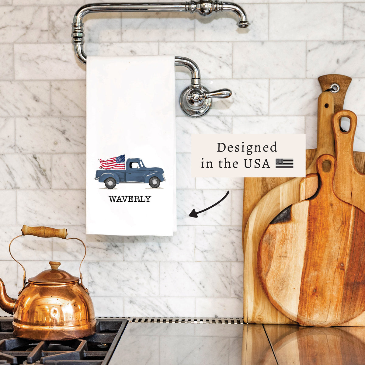 Flag Truck Personalized Tea Towel