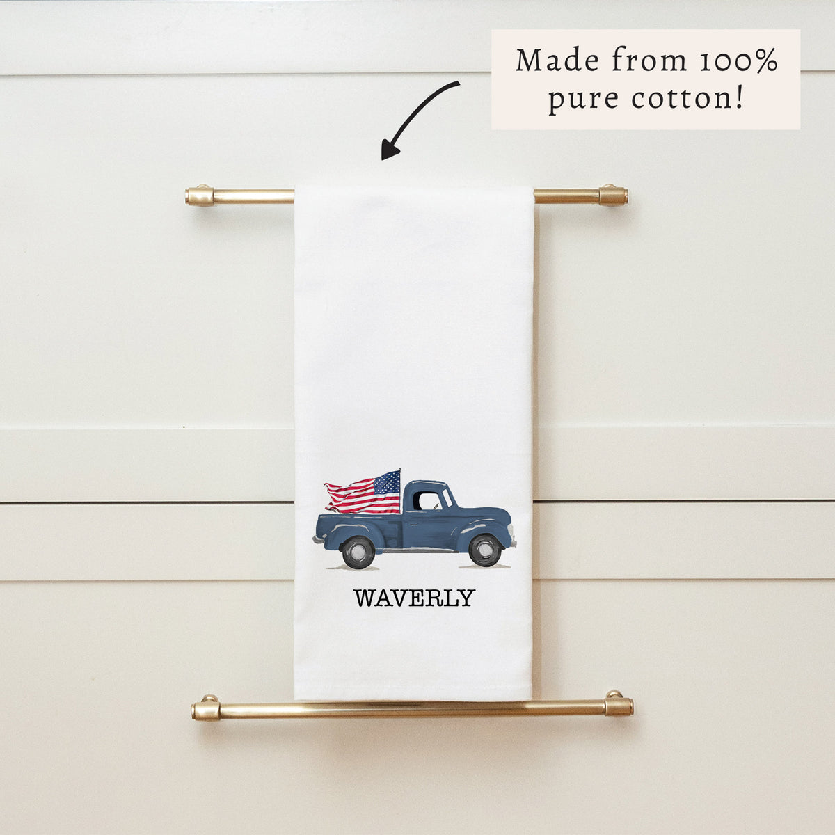 Flag Truck Personalized Tea Towel