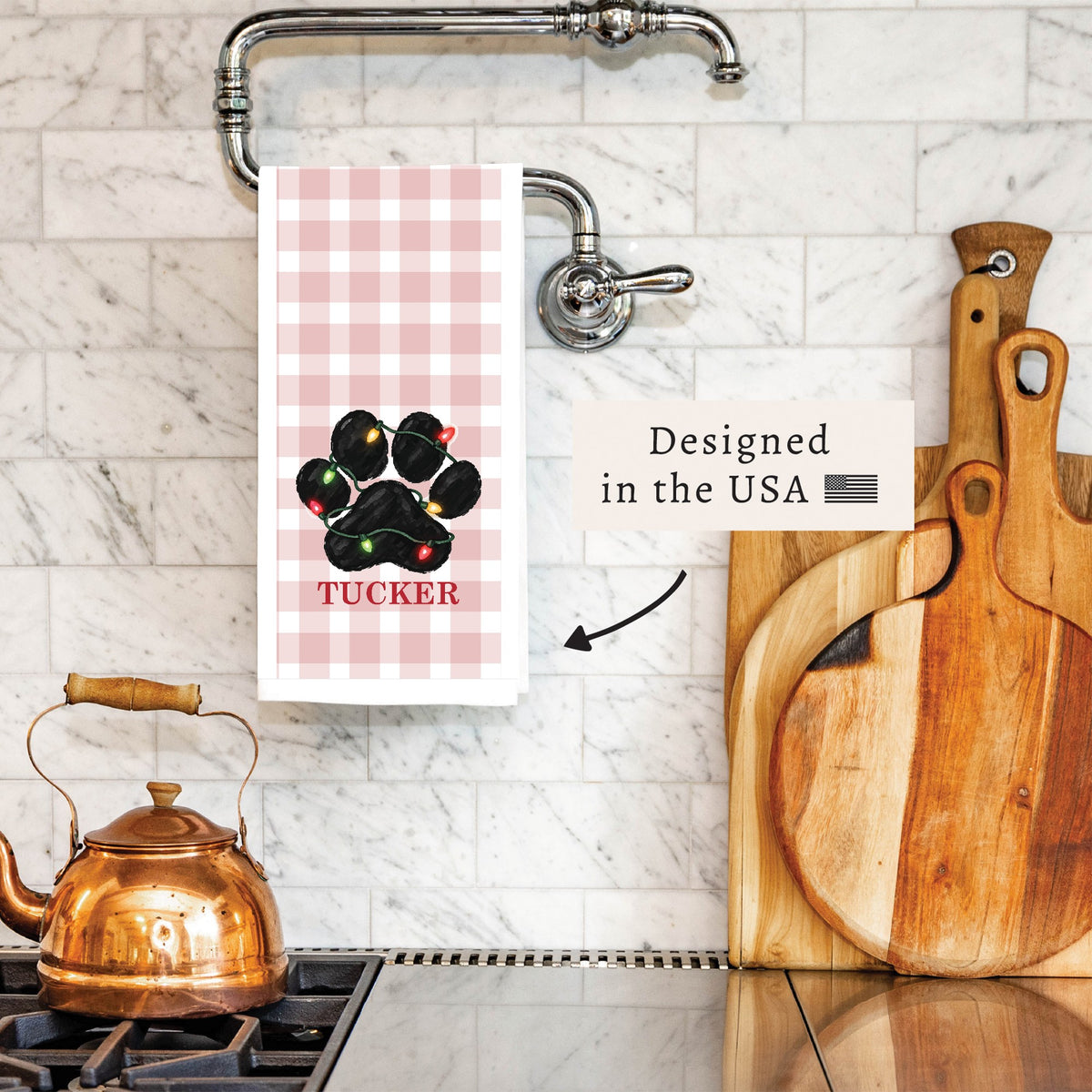 Paw Lights Personalized Tea Towel