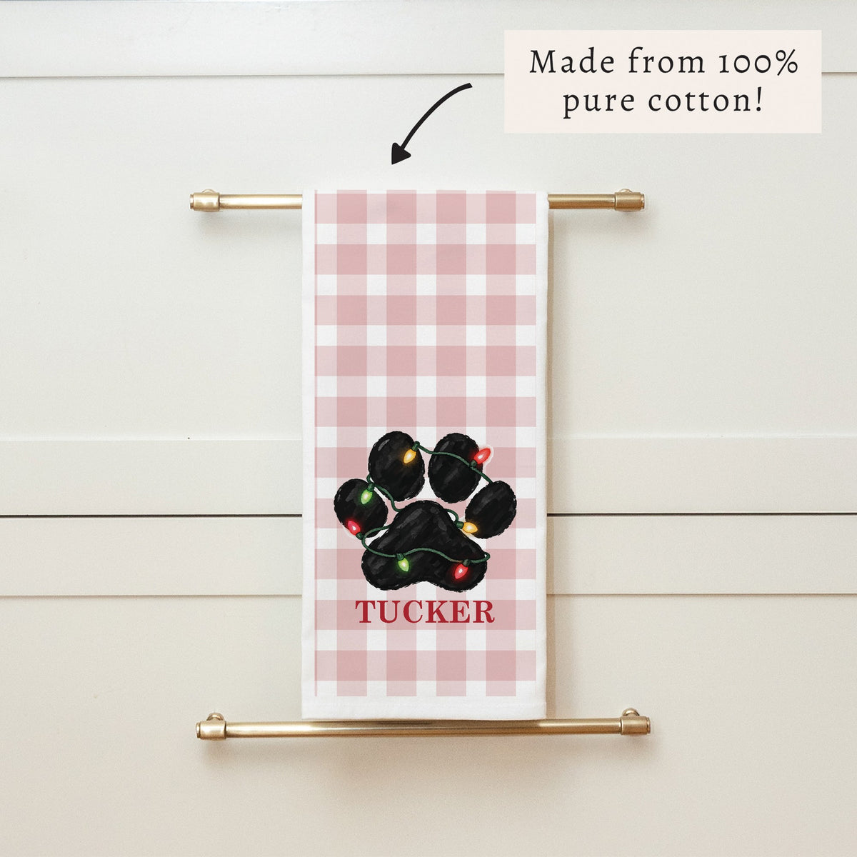 Paw Lights Personalized Tea Towel