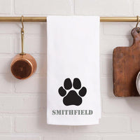 Paw Print One Line Text Personalized Tea Towel