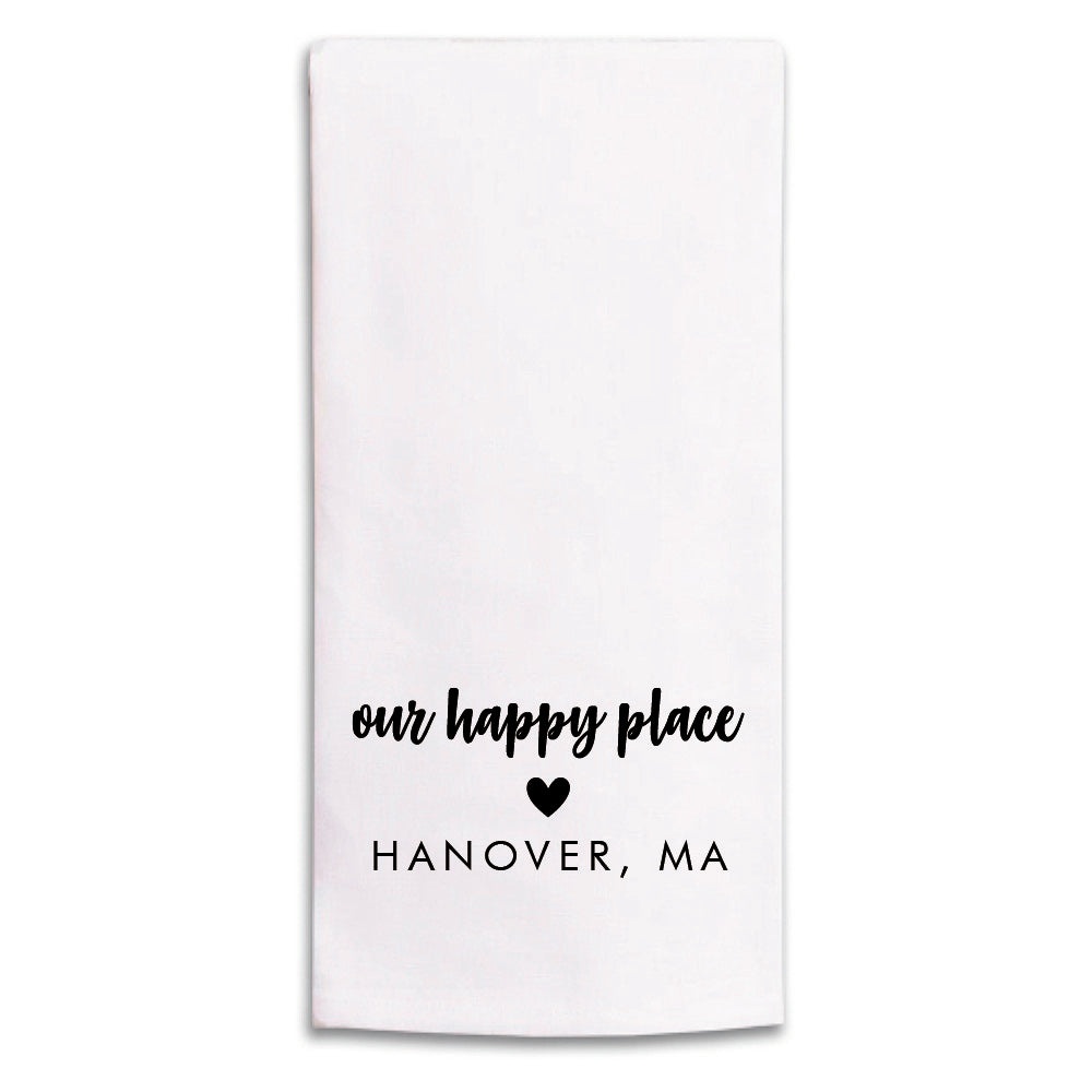 Our Happy Place Personalized Tea Towel