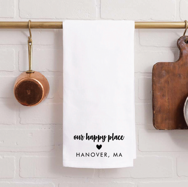 Our Happy Place Personalized Tea Towel