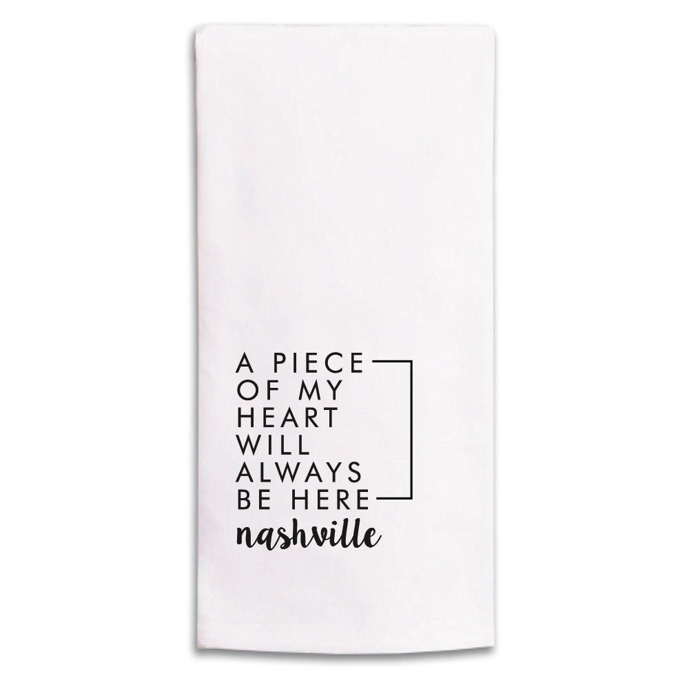 My Heart Will Always Be Here Personalized Tea Towel