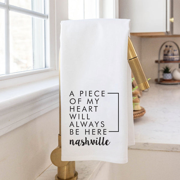 My Heart Will Always Be Here Personalized Tea Towel