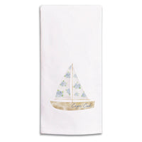 Hydrangea Sailboat Personalized Tea Towel