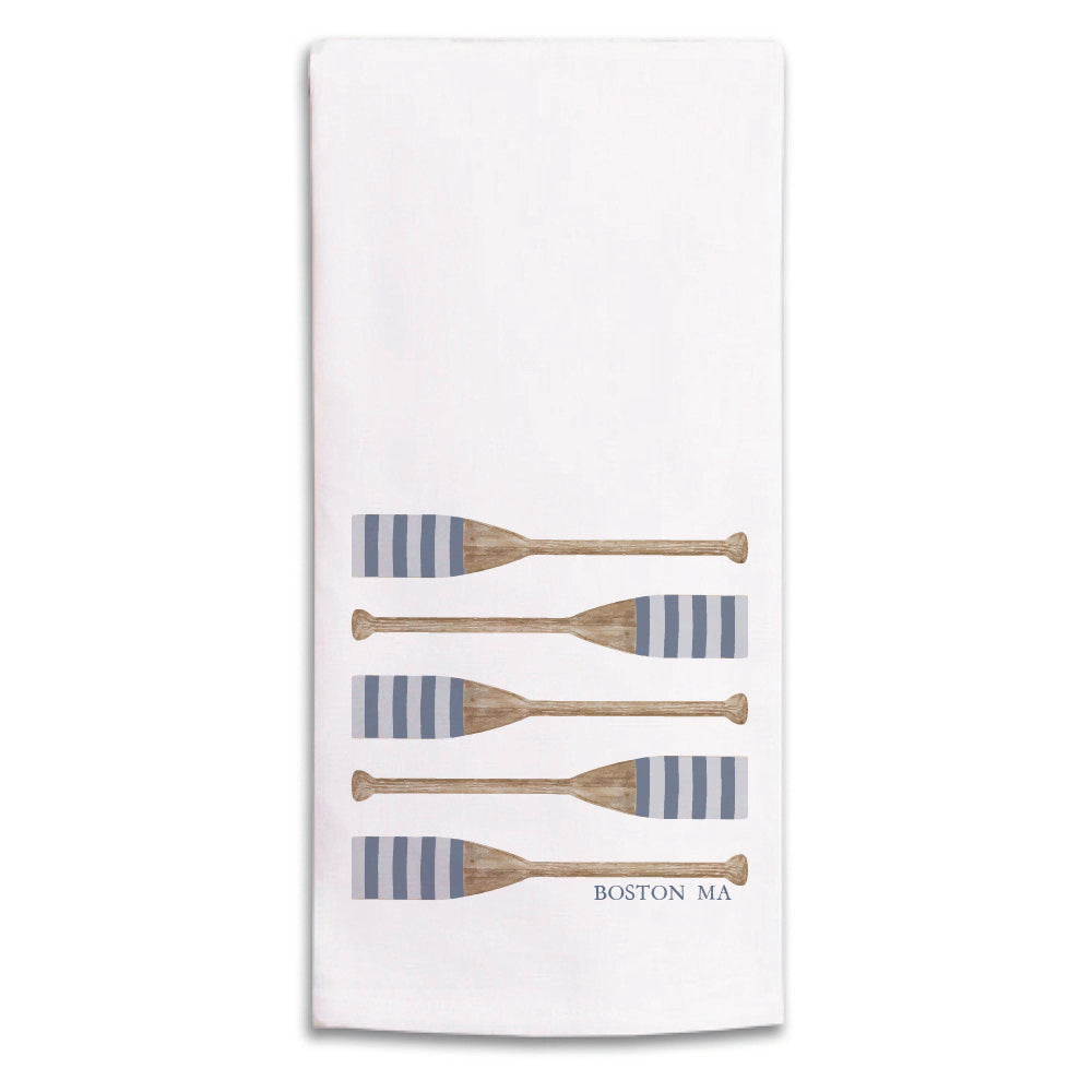 Striped Oars Personalized Tea Towel