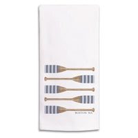 Striped Oars Personalized Tea Towel