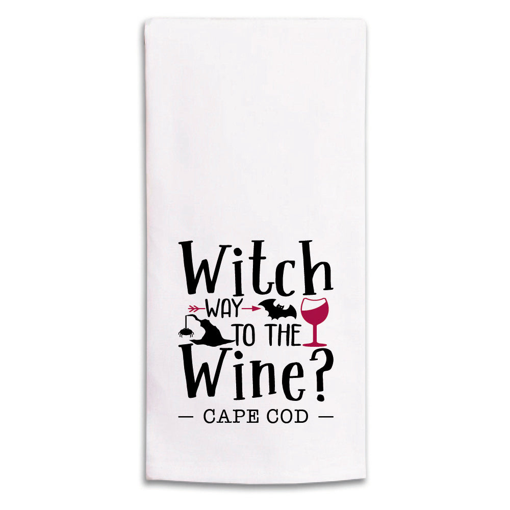 Witch Way to the Wine Personalized Tea Towel