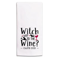 Witch Way to the Wine Personalized Tea Towel