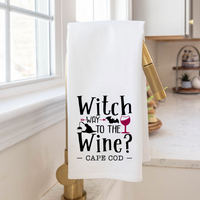 Witch Way to the Wine Personalized Tea Towel
