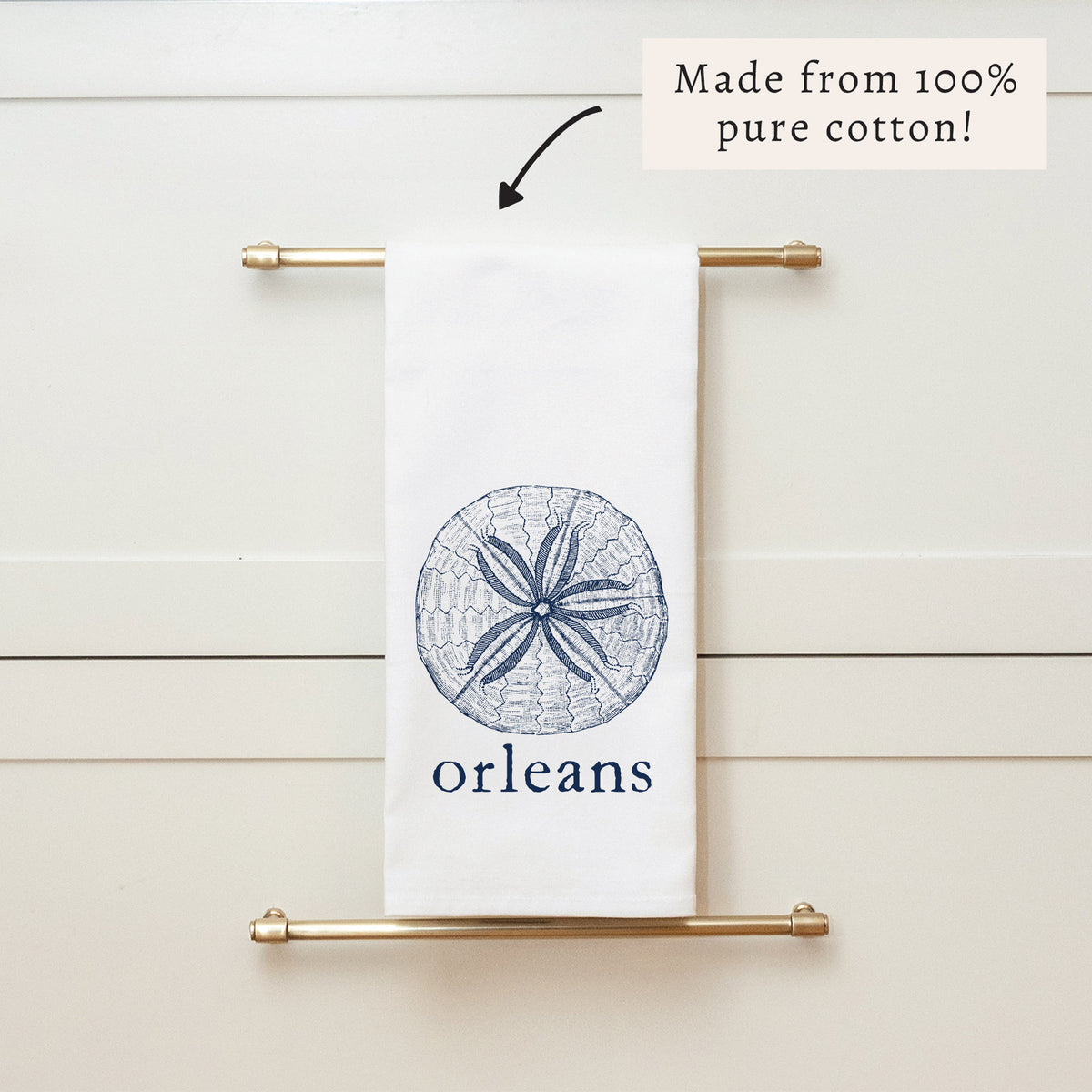 Sand Dollar Sketch Personalized Tea Towel