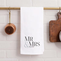 Mr & Mrs Location Personalized Tea Towel