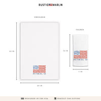 American Flag Floral Personalized Tea Towel