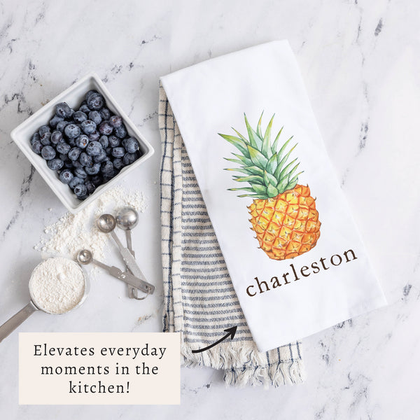 Pineapple Personalized Tea Towel