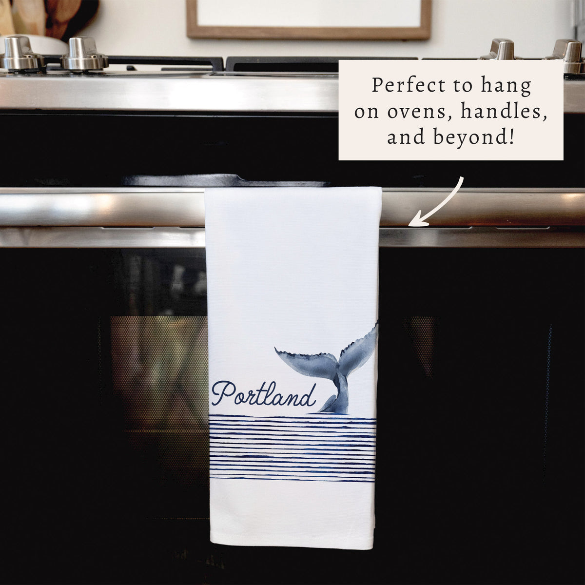 Whale Tail Personalized Tea Towel
