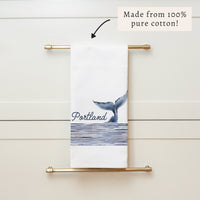 Whale Tail Personalized Tea Towel