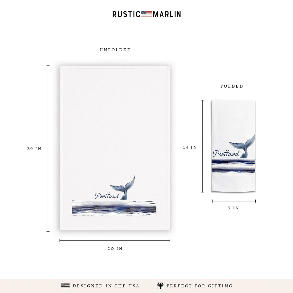 Whale Tail Personalized Tea Towel