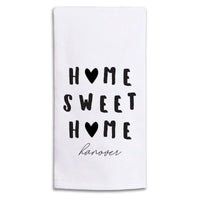Home Sweet Home Hearts Personalized Tea Towel