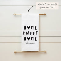 Home Sweet Home Hearts Personalized Tea Towel
