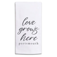 Love Grows Here Personalized Tea Towel