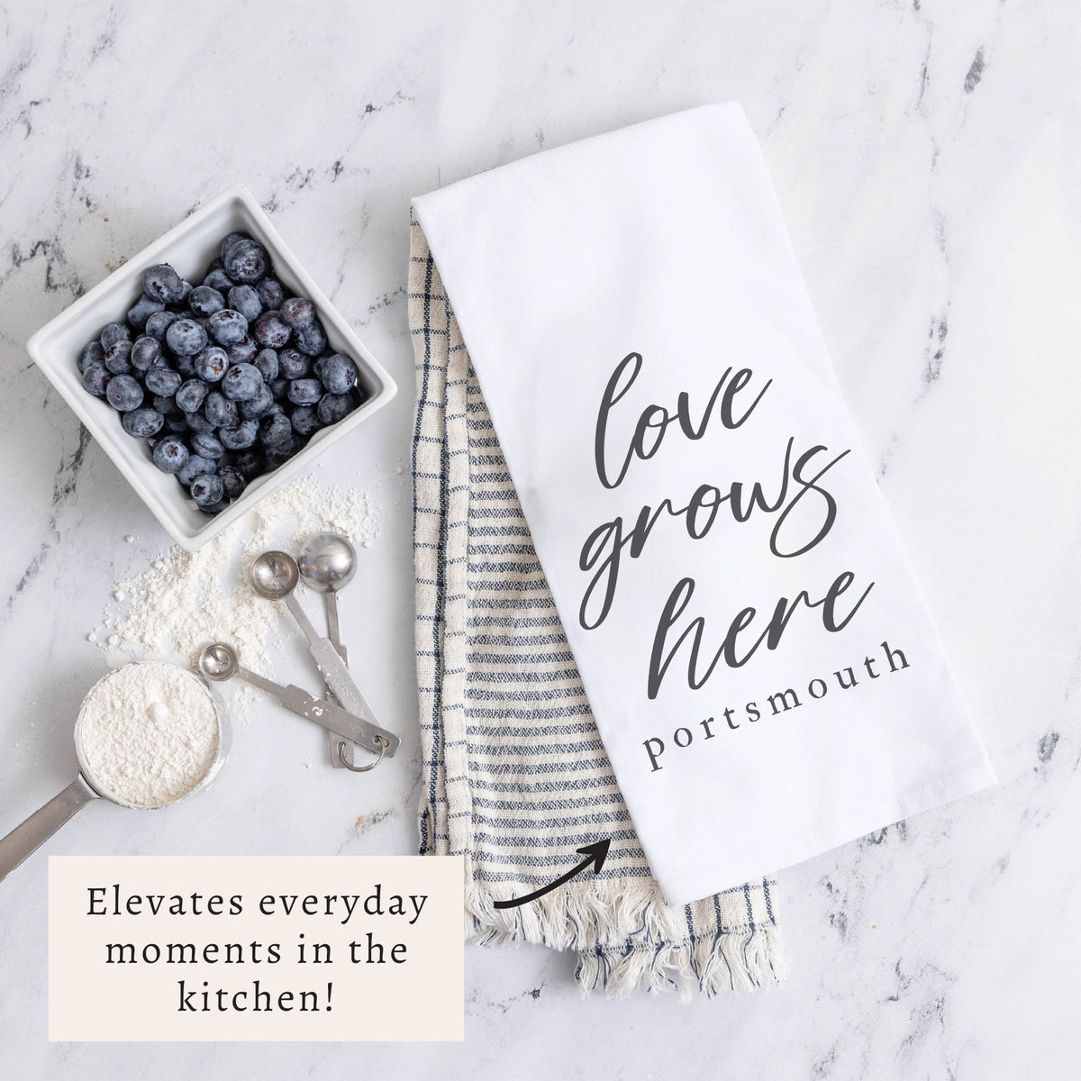 Love Grows Here Personalized Tea Towel