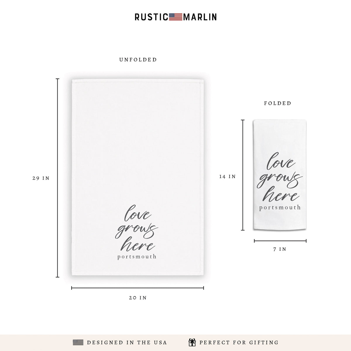 Love Grows Here Personalized Tea Towel