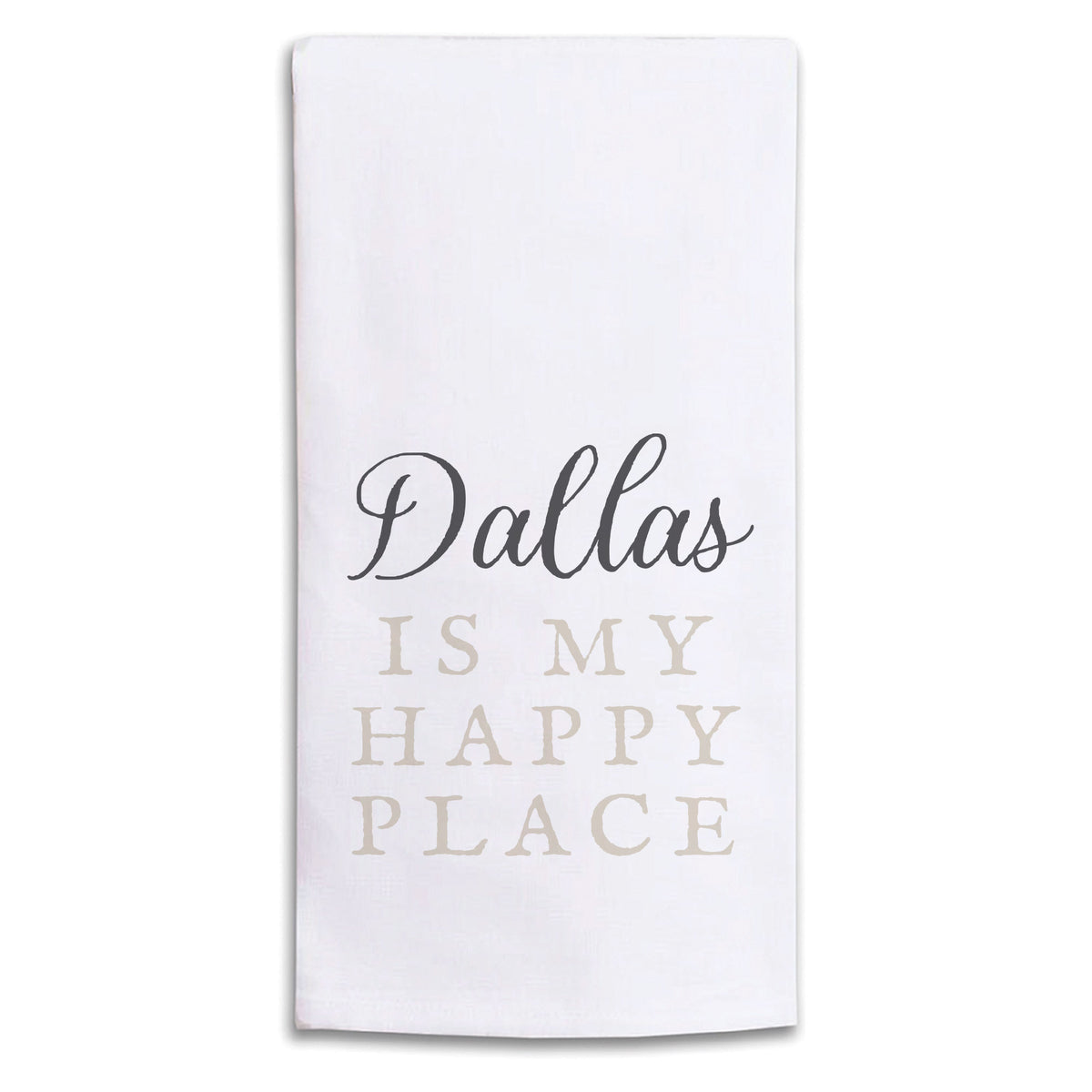 Happy Place Neutral Personalized Tea Towel