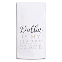 Happy Place Neutral Personalized Tea Towel
