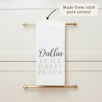 Happy Place Neutral Personalized Tea Towel