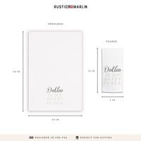 Happy Place Neutral Personalized Tea Towel