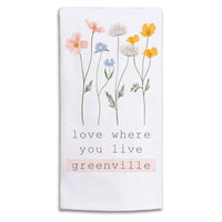 Love Where You Live Floral Personalized Tea Towel