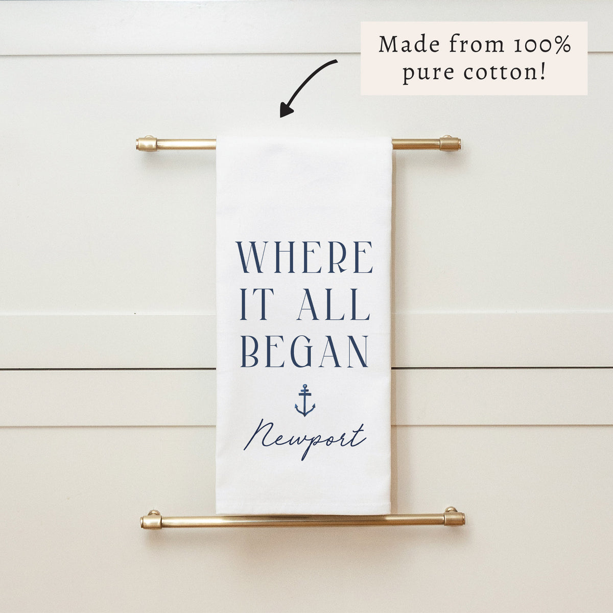 Where It All Began Anchor Personalized Tea Towel