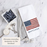 American Vintage Flag Personalized Tea Towel