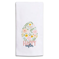Floral Easter Egg Happy Easter Tea Towel