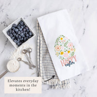 Floral Easter Egg Happy Easter Tea Towel