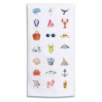 Beach Icons Tea Towel