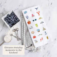 Beach Icons Tea Towel