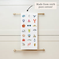 Beach Icons Tea Towel