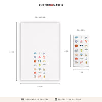 Beach Icons Tea Towel