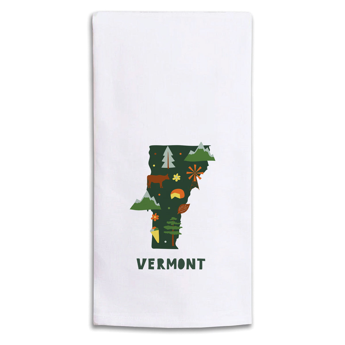 Vermont State Icons Tea Towel