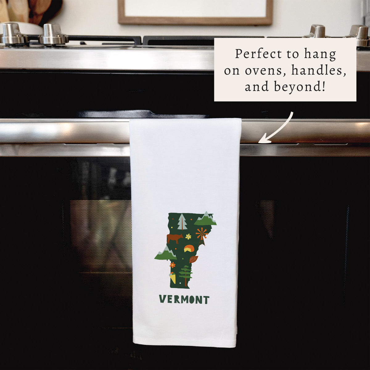 Vermont State Icons Tea Towel