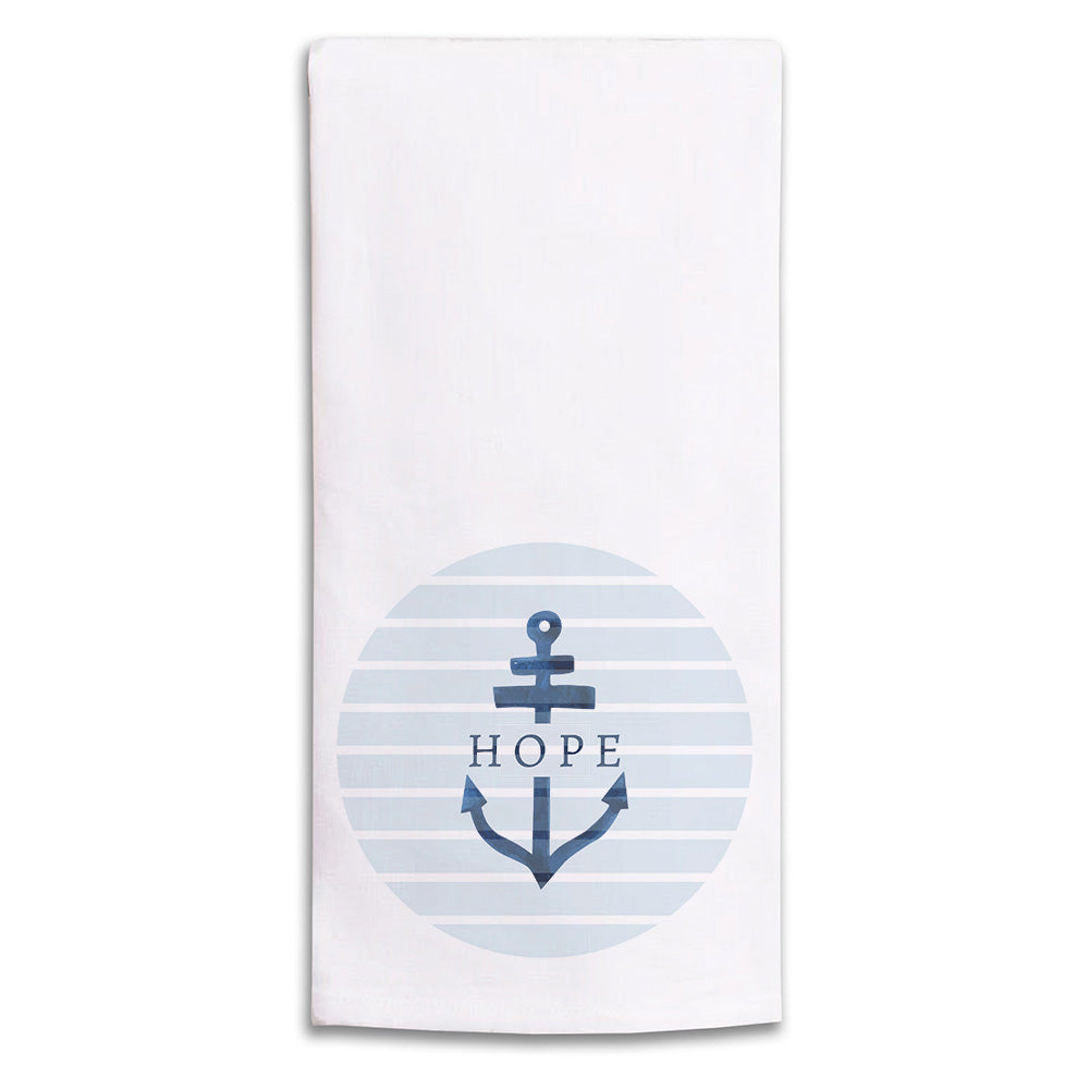 Hope Anchor Blue Striped Tea Towel