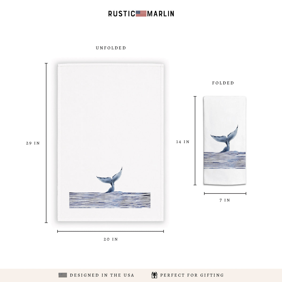 Whale Tail Tea Towel